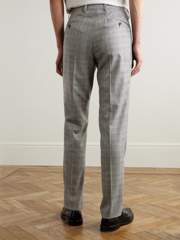 Slim-Fit Prince of Wales Checked Wool-Flannel Suit Trousers - BK Slim-Fit Prince of Wales Checked Wool-Flannel Suit Trousers - BK