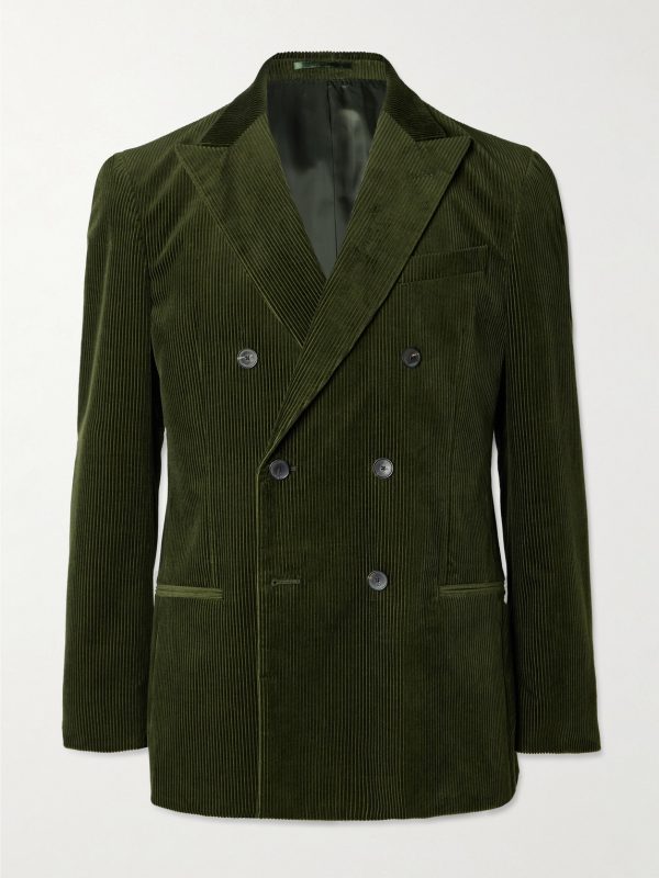 Slim-Fit Double-Breasted Cotton and Cashmere-Blend Corduroy Tuxedo Jacket Slim-Fit Double-Breasted Cotton and Cashmere-Blend Corduroy Tuxedo Jacket