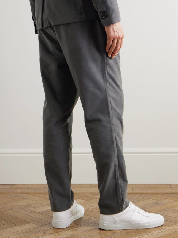 Daniel Tapered Pleated Organic Cotton-Blend Moleskin Trousers - BK Daniel Tapered Pleated Organic Cotton-Blend Moleskin Trousers - BK