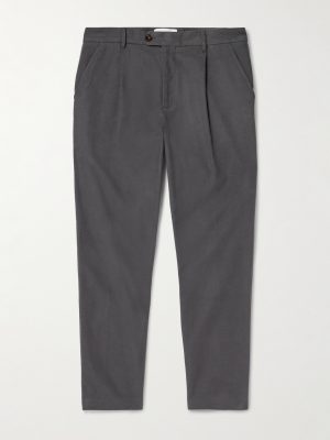 Daniel Tapered Pleated Organic Cotton-Blend Moleskin Trousers