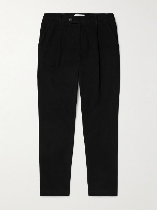 Daniel Tapered Pleated Organic Cotton-Blend Moleskin Trousers