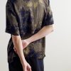 Camp-Collar Printed Jacquard Shirt - BK