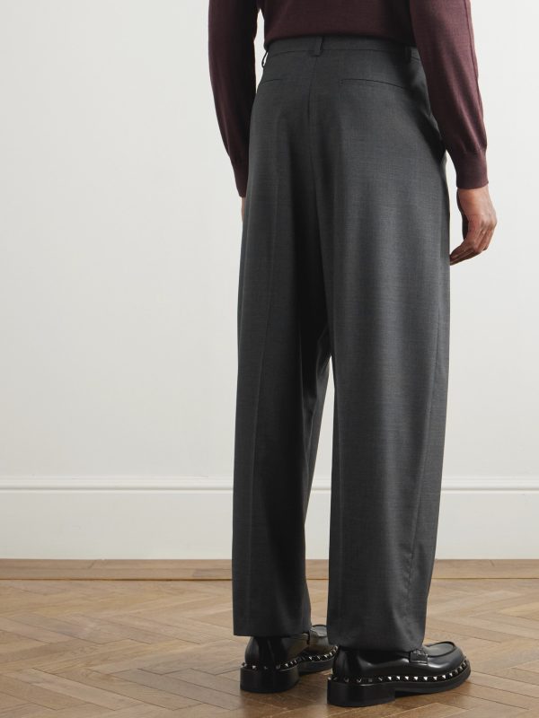 Straight-Leg Cropped Wool Trousers - BK Straight-Leg Cropped Wool Trousers - BK