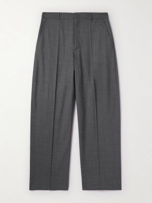 Straight-Leg Cropped Wool Trousers