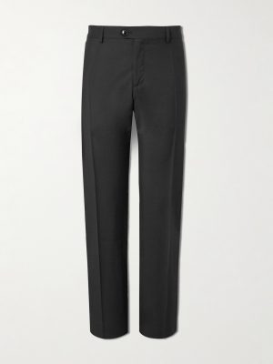 Straight-Leg Pleated Virgin Wool and Mohair-Blend Suit Trousers