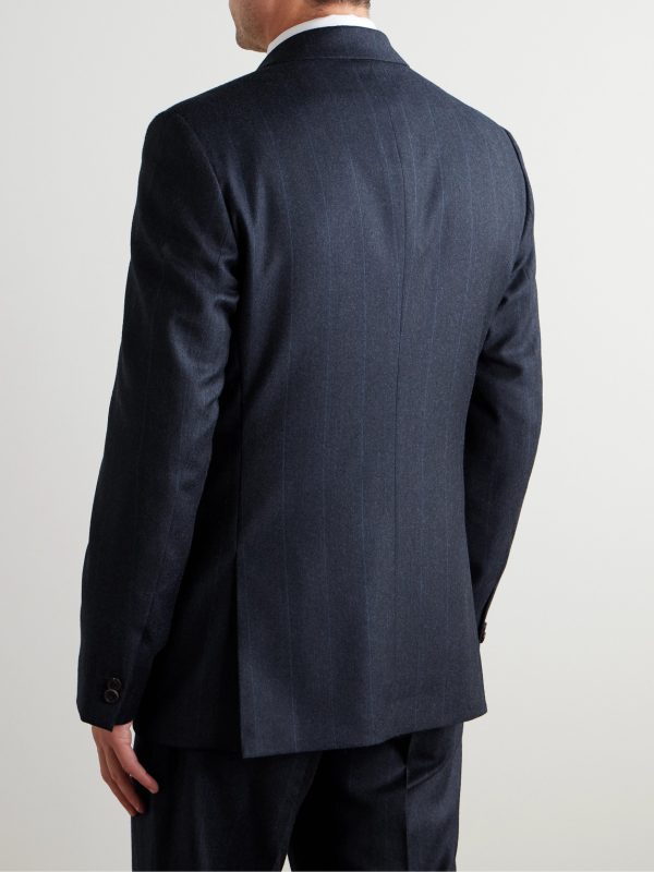 Regular-Fit Pinstriped Wool-Flannel Suit Jacket - BK Regular-Fit Pinstriped Wool-Flannel Suit Jacket - BK