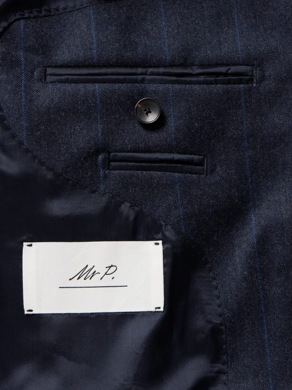 Regular-Fit Pinstriped Wool-Flannel Suit Jacket - E1 Regular-Fit Pinstriped Wool-Flannel Suit Jacket - E1
