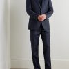 Regular-Fit Pinstriped Wool-Flannel Suit Jacket - OU Regular-Fit Pinstriped Wool-Flannel Suit Jacket - OU
