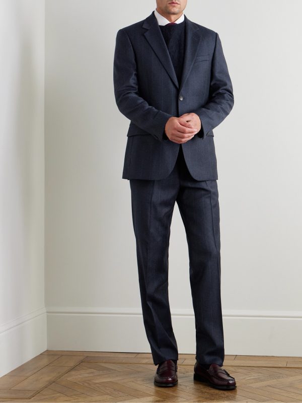 Regular-Fit Pinstriped Wool-Flannel Suit Jacket - OU Regular-Fit Pinstriped Wool-Flannel Suit Jacket - OU