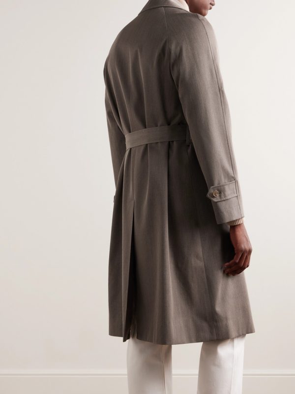 Belted Wool-Twill Coat - BK