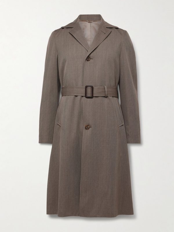 Belted Wool-Twill Coat
