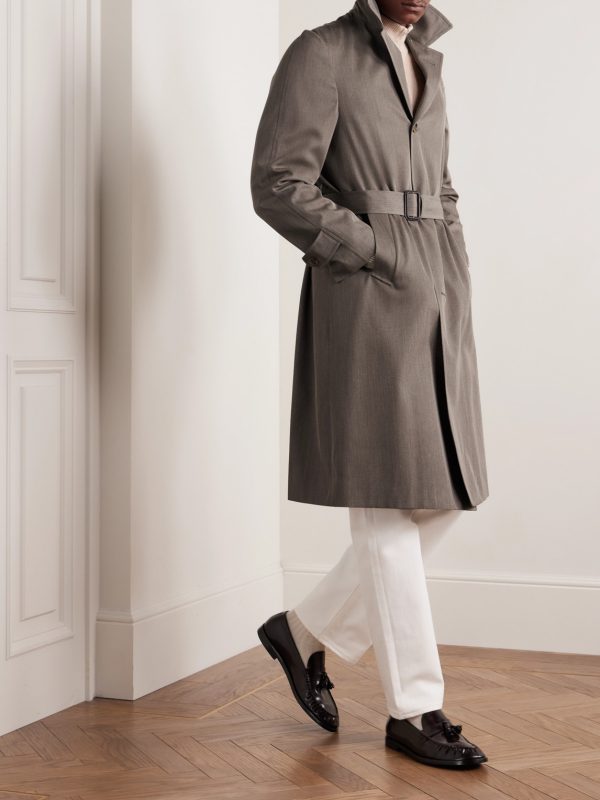 Belted Wool-Twill Coat - OU
