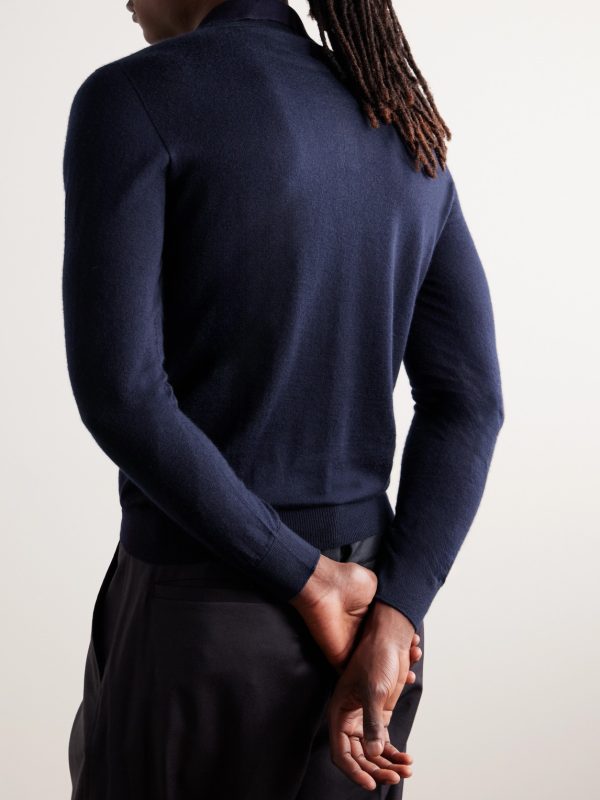 Elo Slim-Fit Cashmere and Silk-Blend Polo Shirt - BK