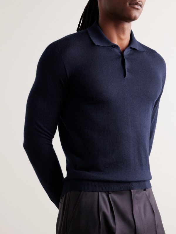Elo Slim-Fit Cashmere and Silk-Blend Polo Shirt - FR