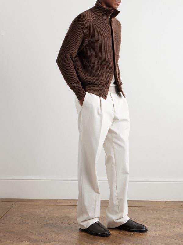 Slim-Fit Ribbed Cashmere Cardigan - OU Slim-Fit Ribbed Cashmere Cardigan - OU