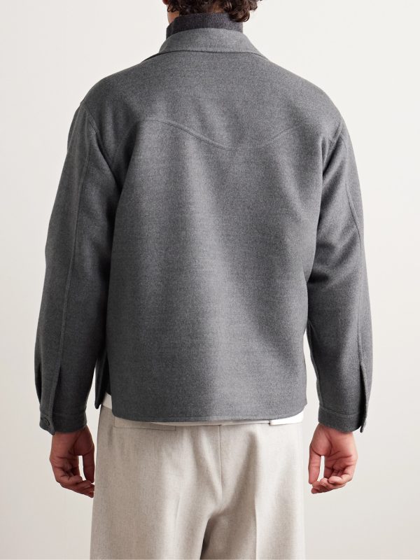 Wave Brushed Double-Faced Merino Wool Overshirt - BK Wave Brushed Double-Faced Merino Wool Overshirt - BK
