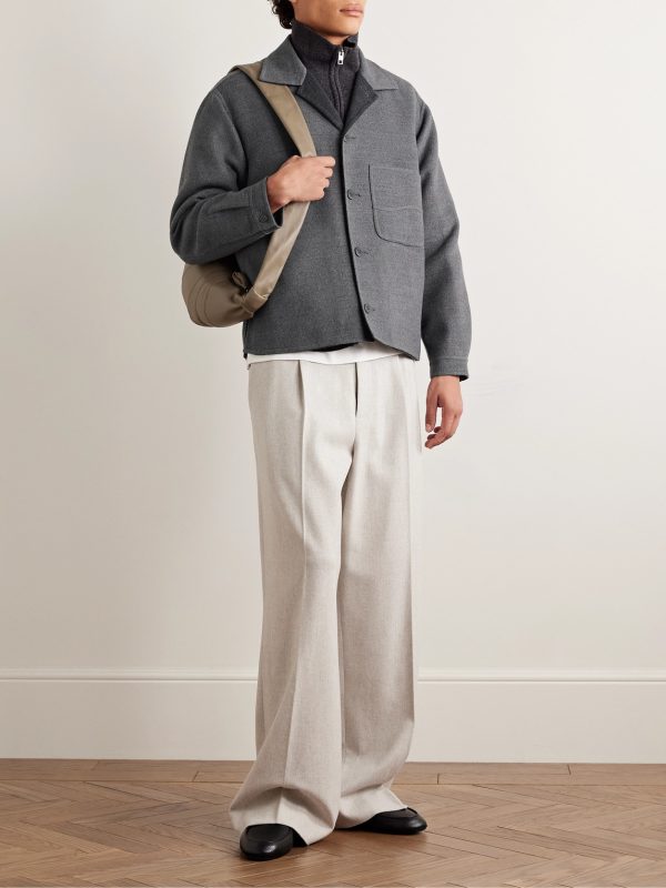 Wave Brushed Double-Faced Merino Wool Overshirt - OU Wave Brushed Double-Faced Merino Wool Overshirt - OU