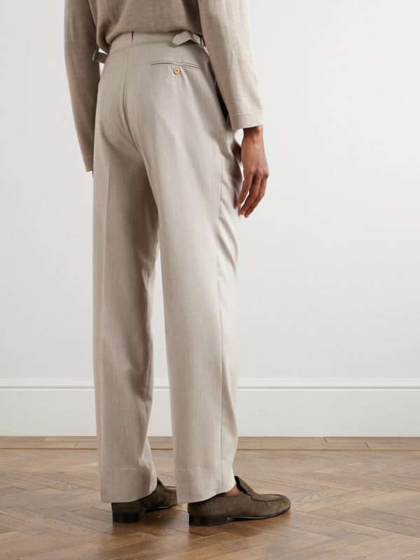 Straight-Leg Pleated Cashmere Suit Trousers - BK Straight-Leg Pleated Cashmere Suit Trousers - BK