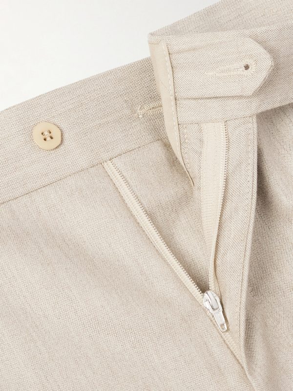 Straight-Leg Pleated Cashmere Suit Trousers - E1 Straight-Leg Pleated Cashmere Suit Trousers - E1