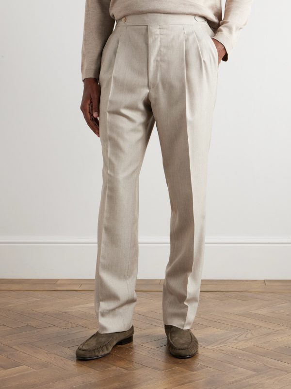 Straight-Leg Pleated Cashmere Suit Trousers - FR Straight-Leg Pleated Cashmere Suit Trousers - FR