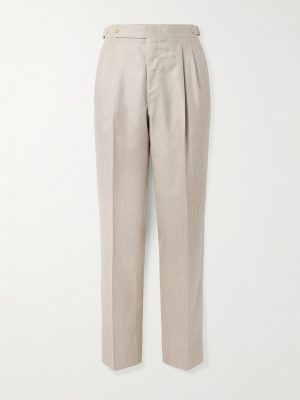 Straight-Leg Pleated Cashmere Suit Trousers Straight-Leg Pleated Cashmere Suit Trousers