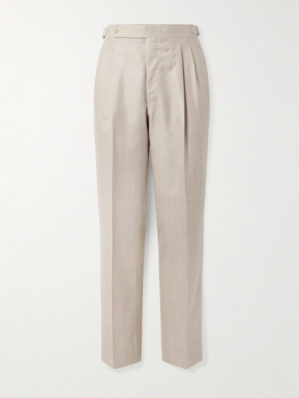 Straight-Leg Pleated Cashmere Suit Trousers Straight-Leg Pleated Cashmere Suit Trousers