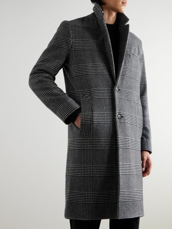 Checked Virgin Wool-Blend Coat - FR
