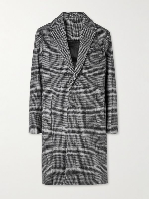 Checked Virgin Wool-Blend Coat