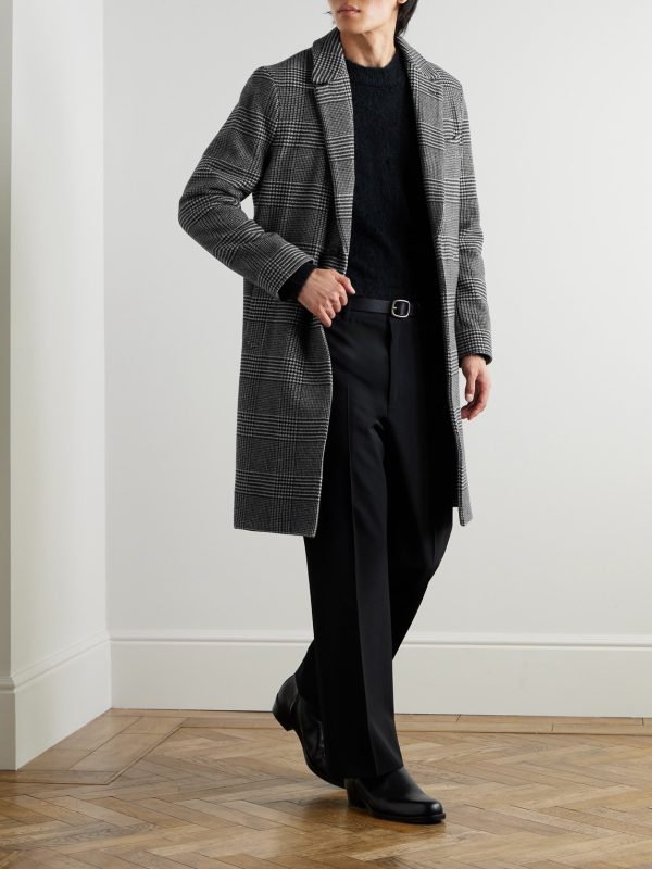 Checked Virgin Wool-Blend Coat - OU