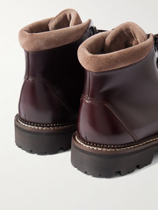 Jacques Suede-Trimmed Glossed-Leather Boots - CU Jacques Suede-Trimmed Glossed-Leather Boots - CU