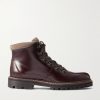 Jacques Suede-Trimmed Glossed-Leather Boots Jacques Suede-Trimmed Glossed-Leather Boots
