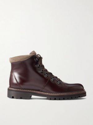 Jacques Suede-Trimmed Glossed-Leather Boots
