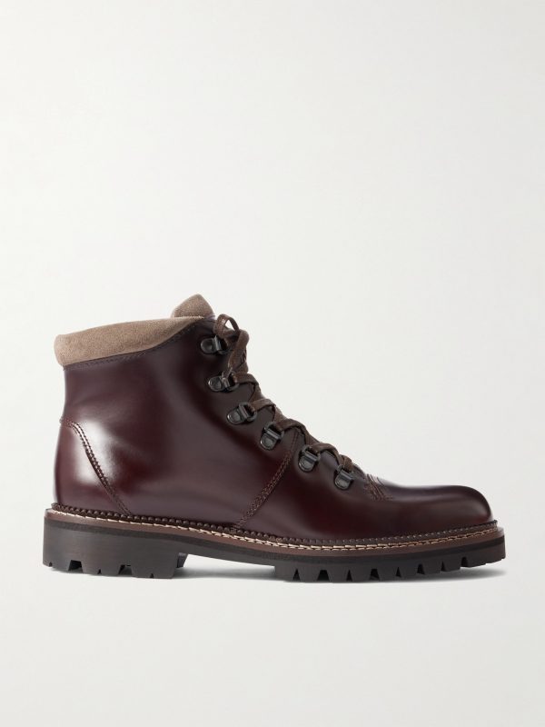 Jacques Suede-Trimmed Glossed-Leather Boots Jacques Suede-Trimmed Glossed-Leather Boots
