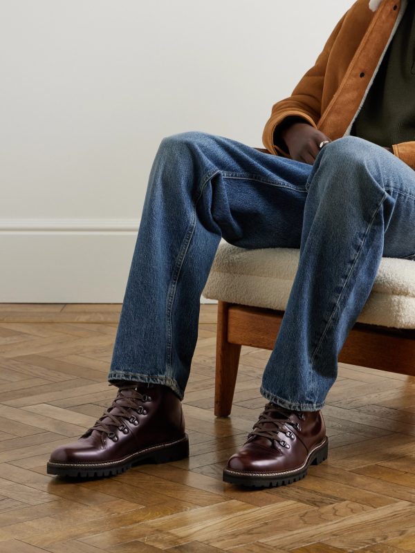 Jacques Suede-Trimmed Glossed-Leather Boots - OU Jacques Suede-Trimmed Glossed-Leather Boots - OU