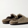 David Shearling-Lined Suede Slippers - BK David Shearling-Lined Suede Slippers - BK