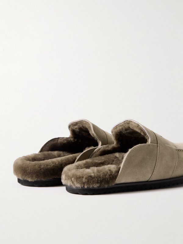 David Shearling-Lined Suede Slippers - BK David Shearling-Lined Suede Slippers - BK