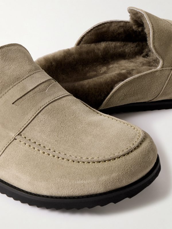 David Shearling-Lined Suede Slippers - CU David Shearling-Lined Suede Slippers - CU
