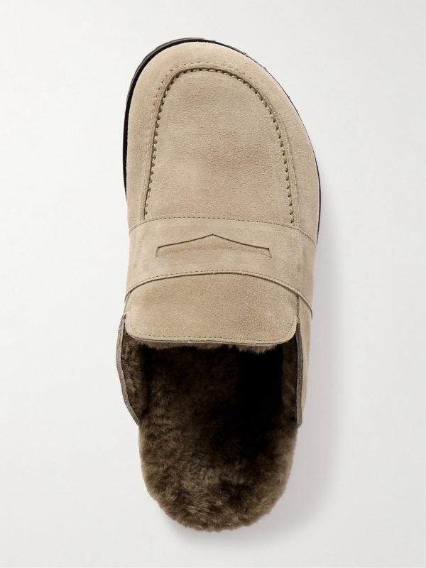 David Shearling-Lined Suede Slippers - E2 David Shearling-Lined Suede Slippers - E2