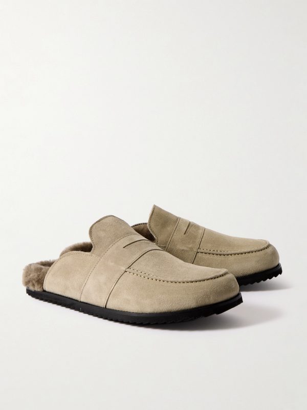 David Shearling-Lined Suede Slippers - FR David Shearling-Lined Suede Slippers - FR