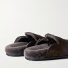 David Shearling-Lined Suede Slippers - BK David Shearling-Lined Suede Slippers - BK