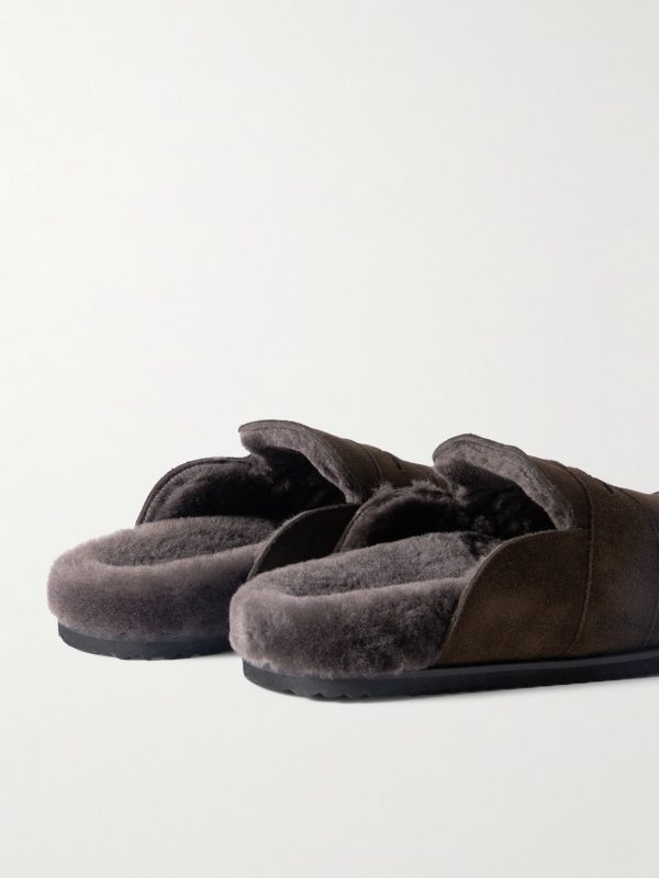 David Shearling-Lined Suede Slippers - BK David Shearling-Lined Suede Slippers - BK