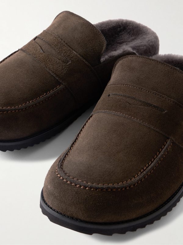 David Shearling-Lined Suede Slippers - CU David Shearling-Lined Suede Slippers - CU