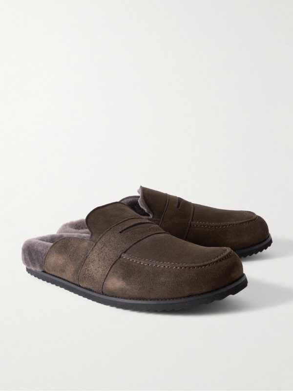David Shearling-Lined Suede Slippers - FR David Shearling-Lined Suede Slippers - FR