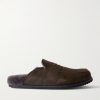David Shearling-Lined Suede Slippers David Shearling-Lined Suede Slippers
