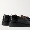 Jacques Fringed Tasselled Glossed-Leather Loafers - BK Jacques Fringed Tasselled Glossed-Leather Loafers - BK