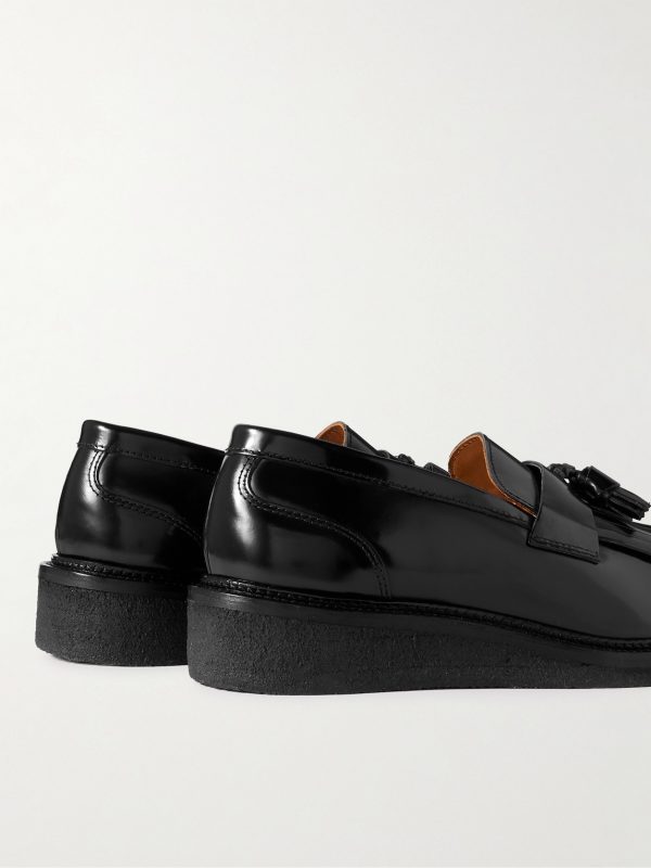 Jacques Fringed Tasselled Glossed-Leather Loafers - BK Jacques Fringed Tasselled Glossed-Leather Loafers - BK