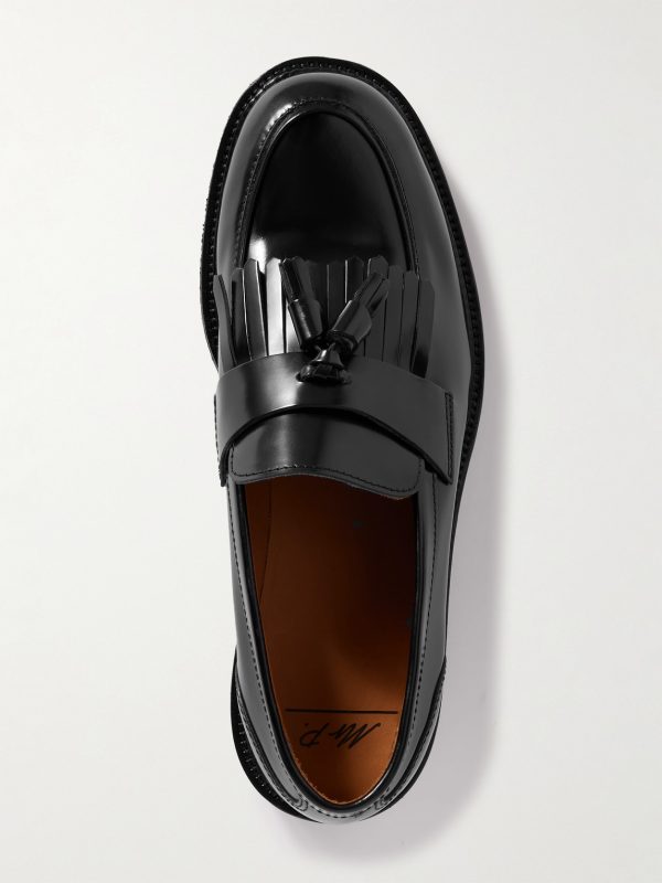 Jacques Fringed Tasselled Glossed-Leather Loafers - E2 Jacques Fringed Tasselled Glossed-Leather Loafers - E2