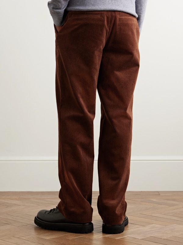 Edward Straight-Leg Organic Cotton-Corduroy Trousers - BK