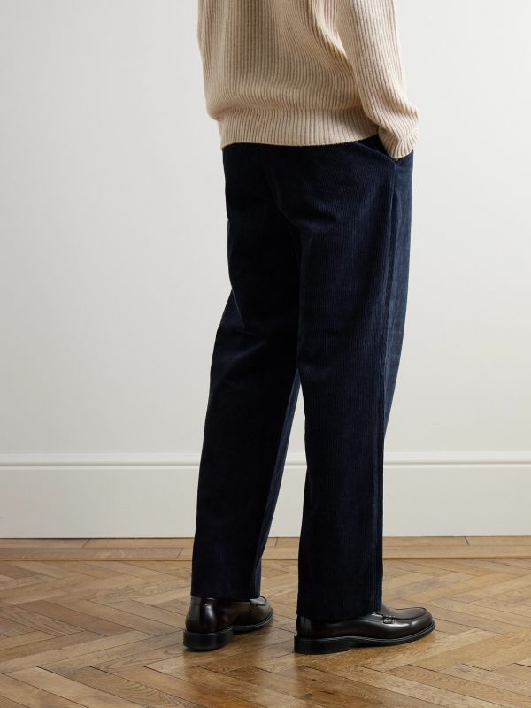 Edward Wide-Leg Organic Cotton-Corduroy Trousers - BK