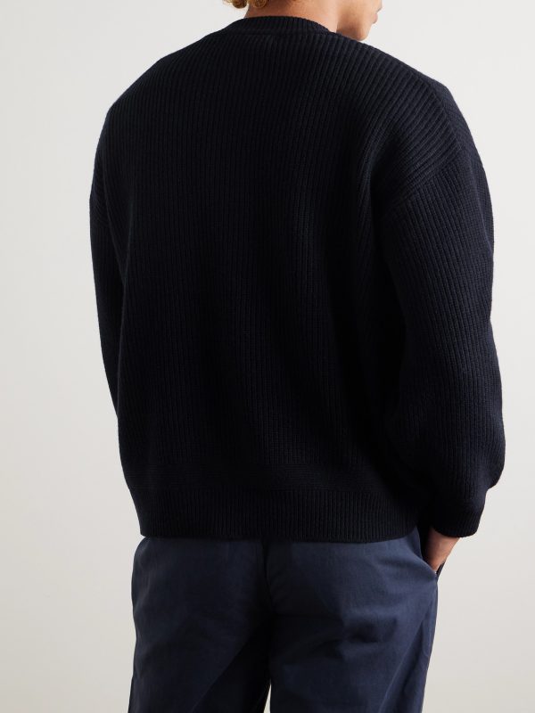Deck Ribbed Wool-Blend Zip-Up Cardigan - BK